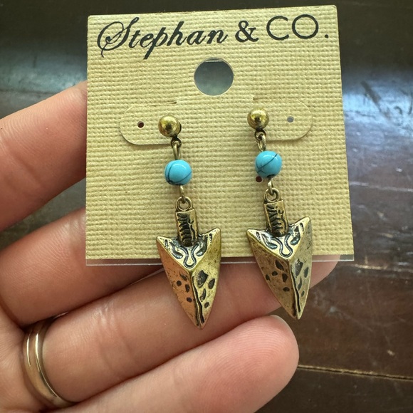 Stephan & CO Arrowhead Turquoise Earrings - New - Picture 6 of 6